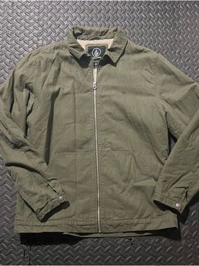 Volcom Men's Olive Green Military Field Zip Jacket